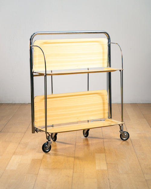 Vintage Raquer Folding Trolley – 1960s Light Birchwood