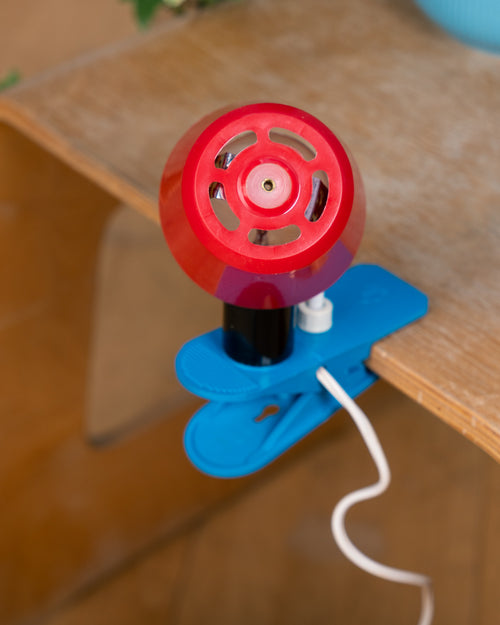 Vintage Italian Mushroom Clip Lamp – 1970s Red & Blue