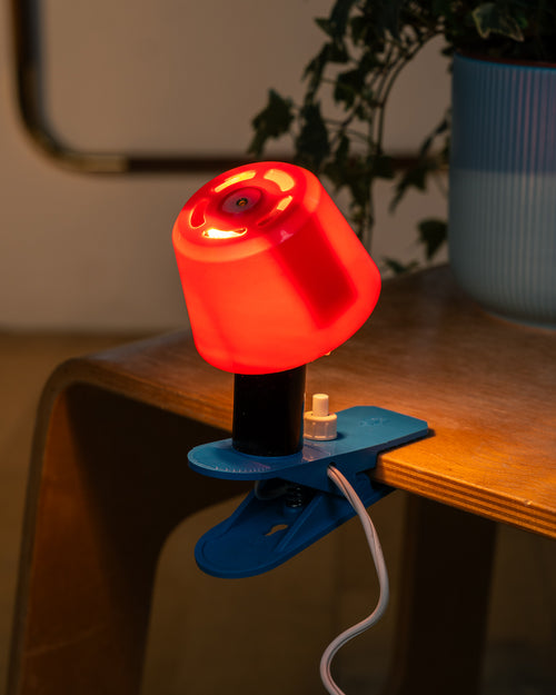 Vintage Italian Mushroom Clip Lamp – 1970s Red & Blue