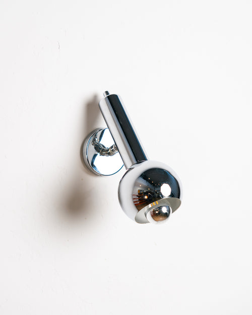 Vintage Chrome Adjustable Eyeball Spotlight Sconce - 1970s