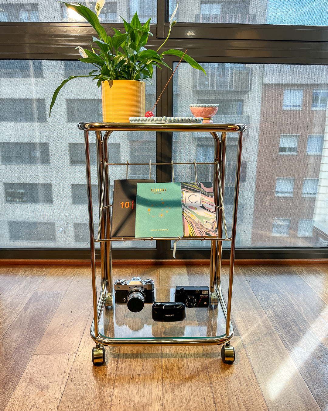 Mid-Century Modern Auxiliary Table with magazine rack - Vecino Shop