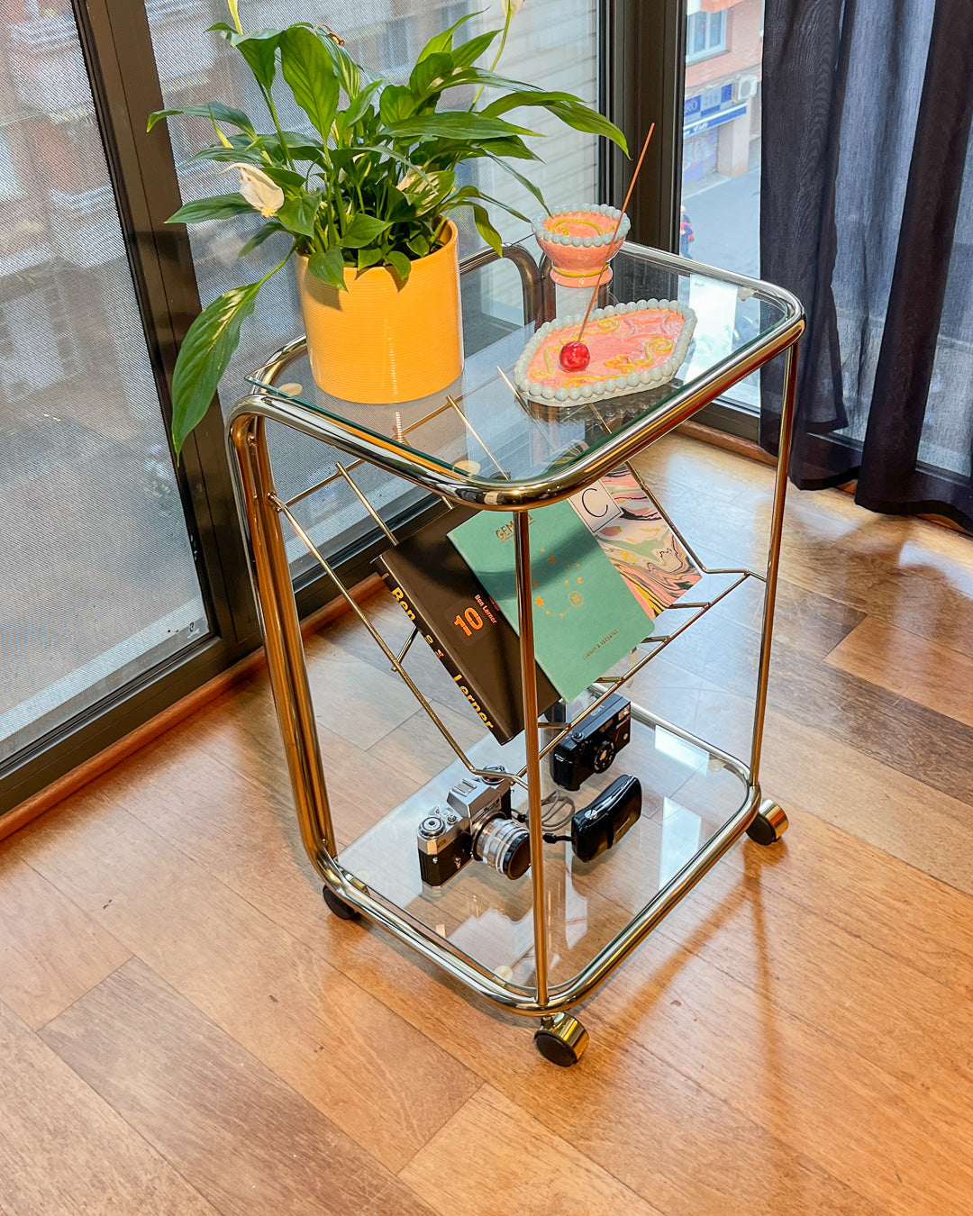 Mid-Century Modern Auxiliary Table with magazine rack - Vecino Shop