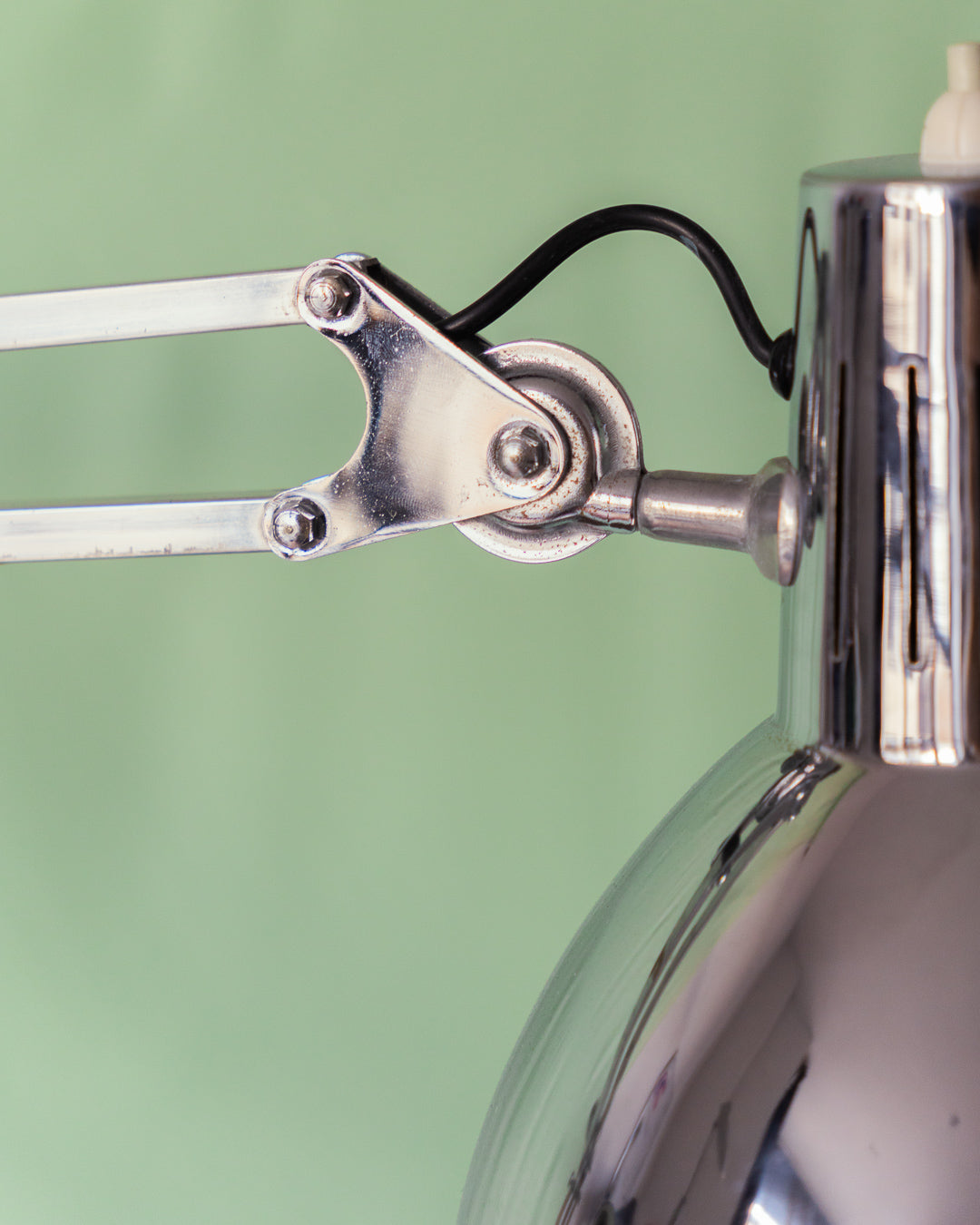 FASE chrome architect desk lamp from the 1960s clamped to a desk – Vecino Shop