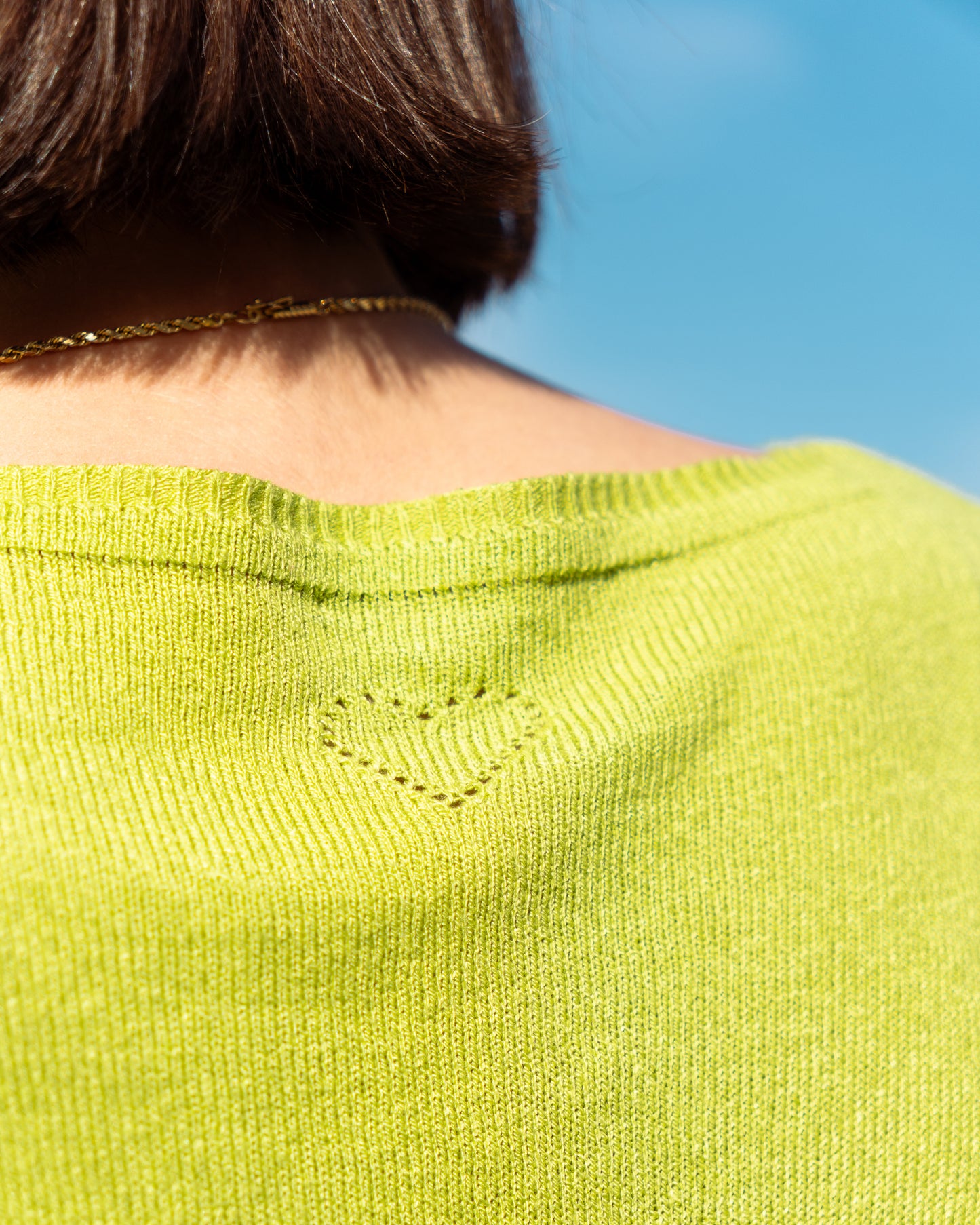 Knit Lime Green Heart Sweater - Secondhand Fashion - Vecino Shop