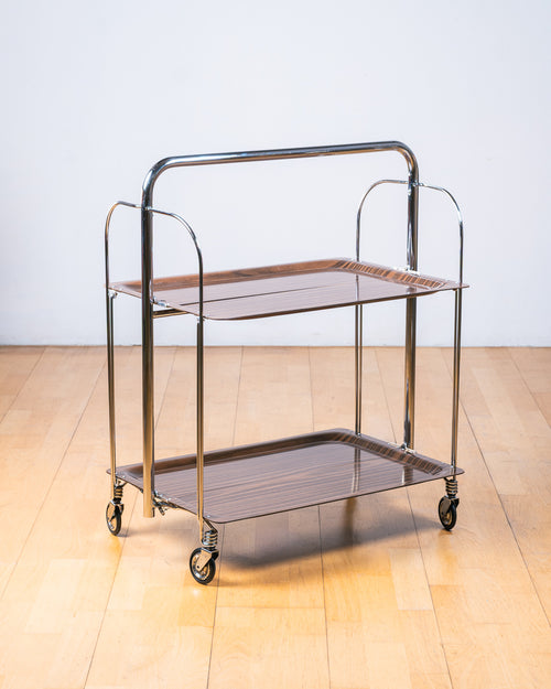 Vintage Raquer Folding Trolley – 1960s Warm Woodgrain