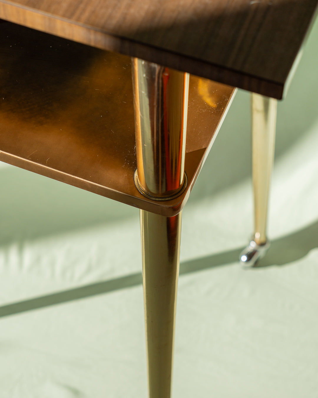 Vintage Scandinavian side table with tapered legs and clean lines. A Mid-Century Modern gem from the 1960s. Warm wood tone and minimalist elegance - Vecino Shop