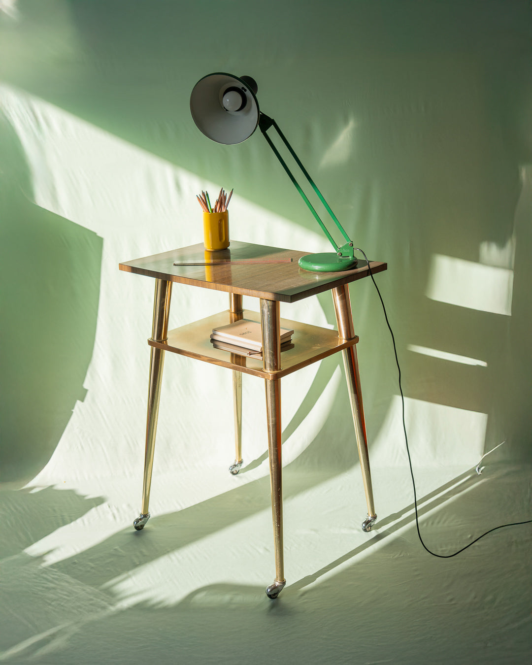 Vintage Scandinavian side table with tapered legs and clean lines. A Mid-Century Modern gem from the 1960s. Warm wood tone and minimalist elegance - Vecino Shop