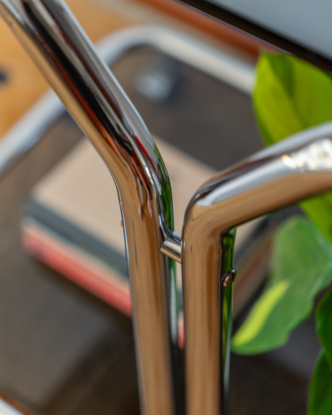 Vintage Chrome & Smoked Glass 2-Tier Side Table – 1970s