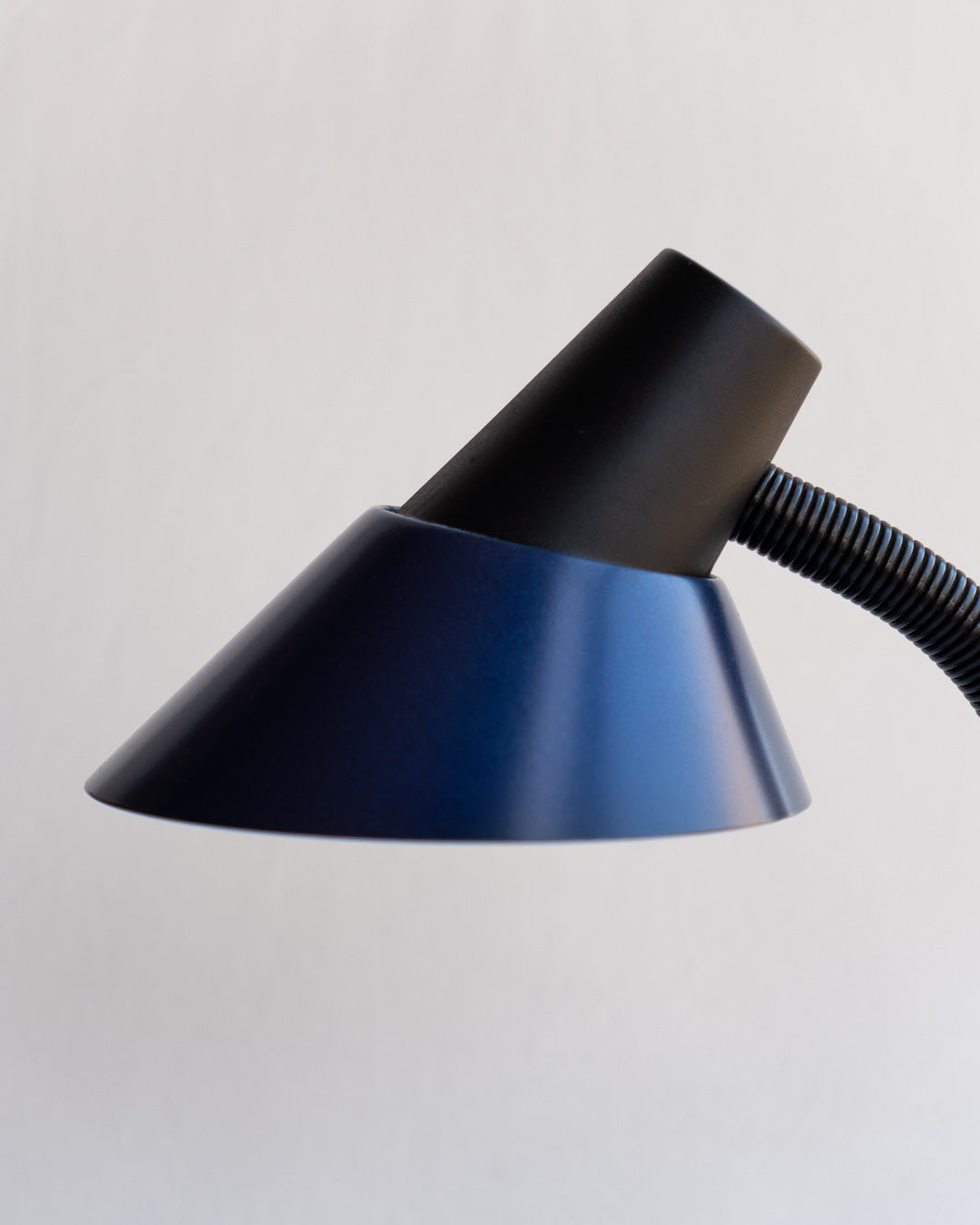 Vintage blue and black desk lamp with flexible neck and built-in organizer, designed by Massive in Belgium, 1980s - Vecino Shop