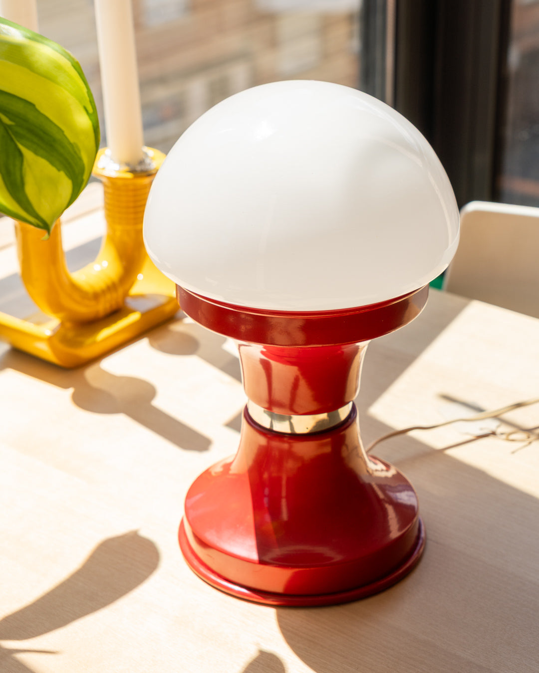 Space Age Table Lamp – Red Tam Tam Base & Mushroom Shade
