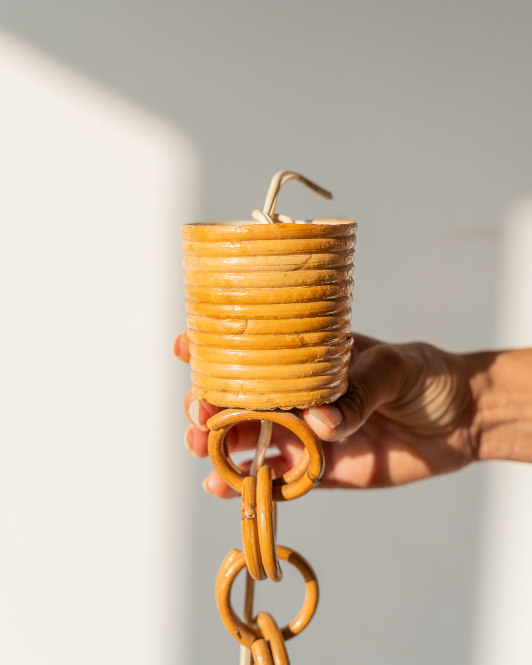 Vintage 1960s handwoven wicker ceiling lamp with natural texture and boho style. A warm, organic statement light for living rooms, bedrooms, or studios.