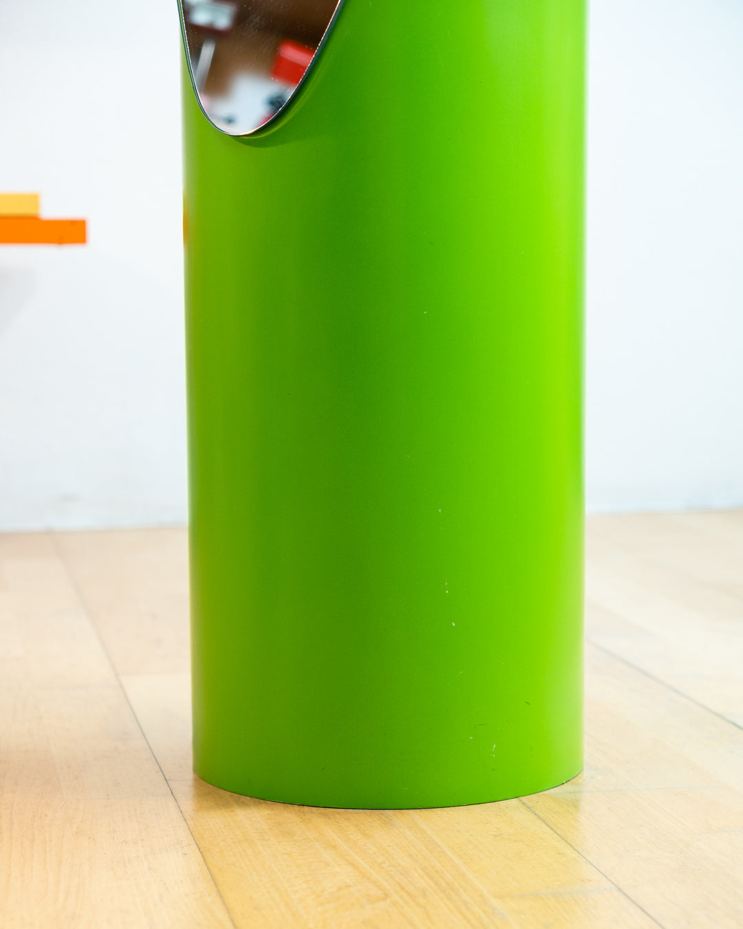 Vintage Roger Lecal lipstick floor length mirror in rare lime green. Iconic Space Age design from the 1970s. Vecino Shop