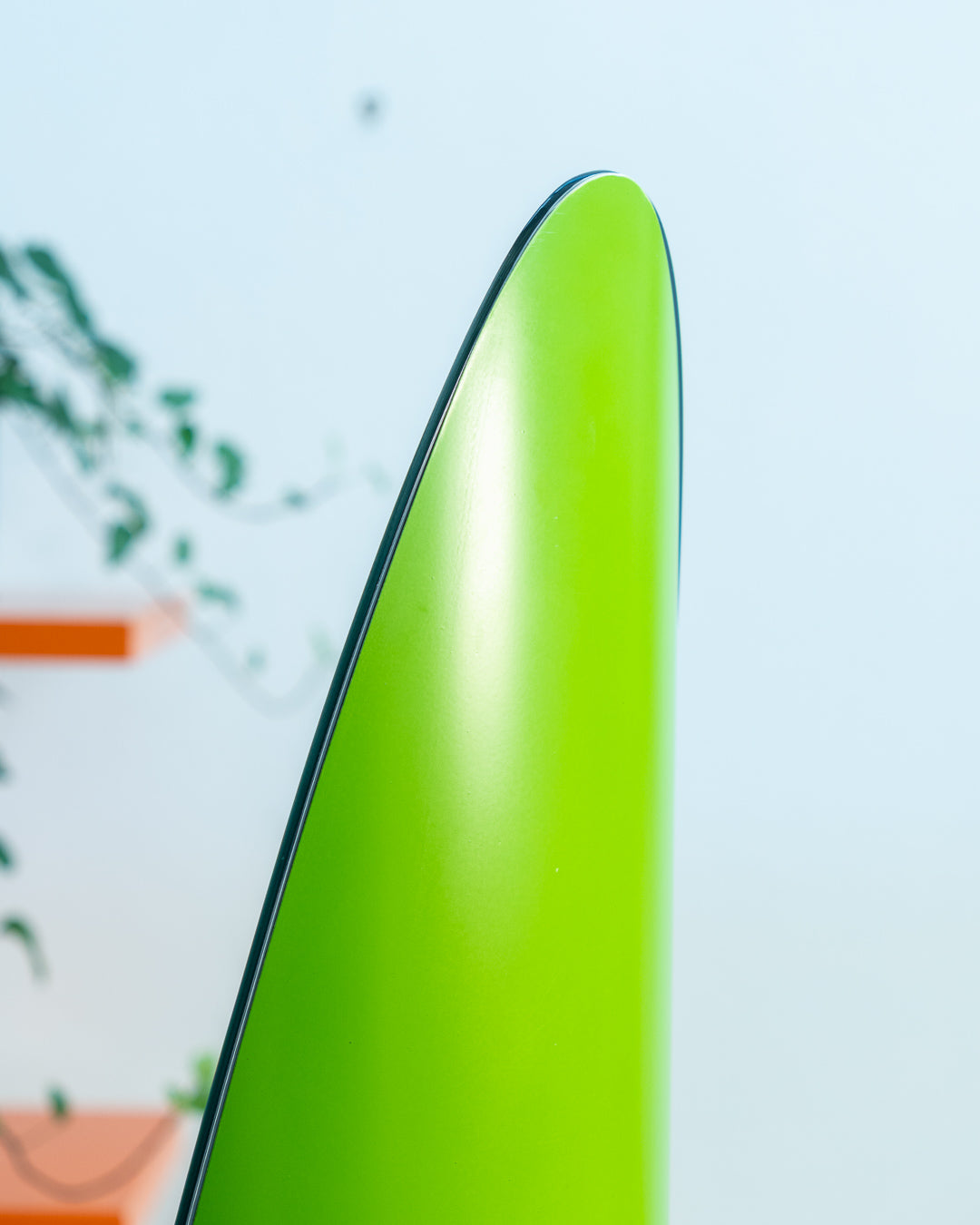 Vintage Roger Lecal lipstick floor length mirror in rare lime green. Iconic Space Age design from the 1970s. Vecino Shop