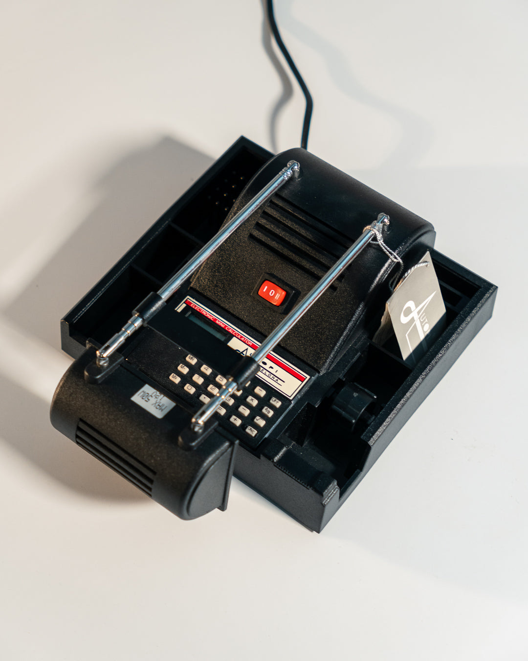 Vintage Autopi Barcelona telescopic desk lamp from the 1980s with organizer and built-in calculator. Vecino Shop