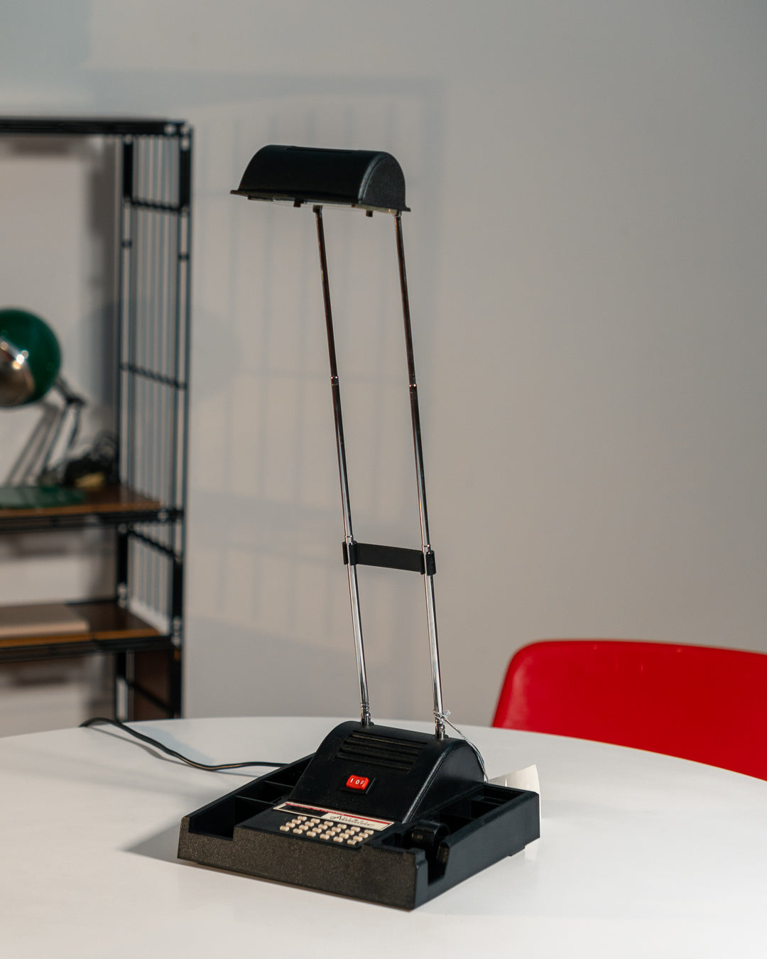 Vintage Autopi Barcelona telescopic desk lamp from the 1980s with organizer and built-in calculator. Vecino Shop