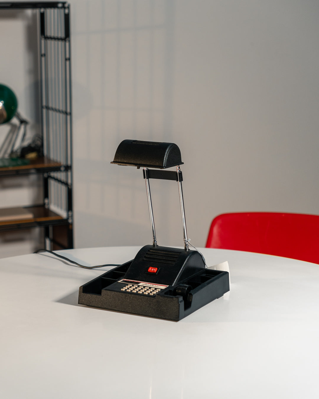 Vintage Autopi Barcelona telescopic desk lamp from the 1980s with organizer and built-in calculator. Vecino Shop