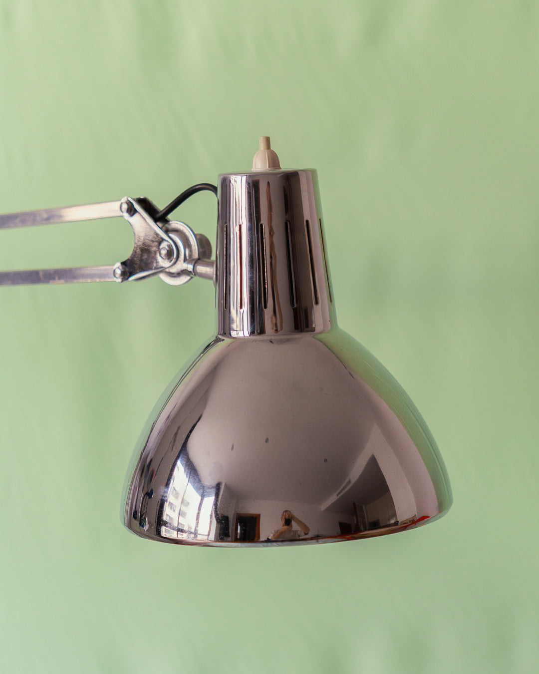 FASE chrome architect desk lamp from the 1960s clamped to a desk – Vecino Shop