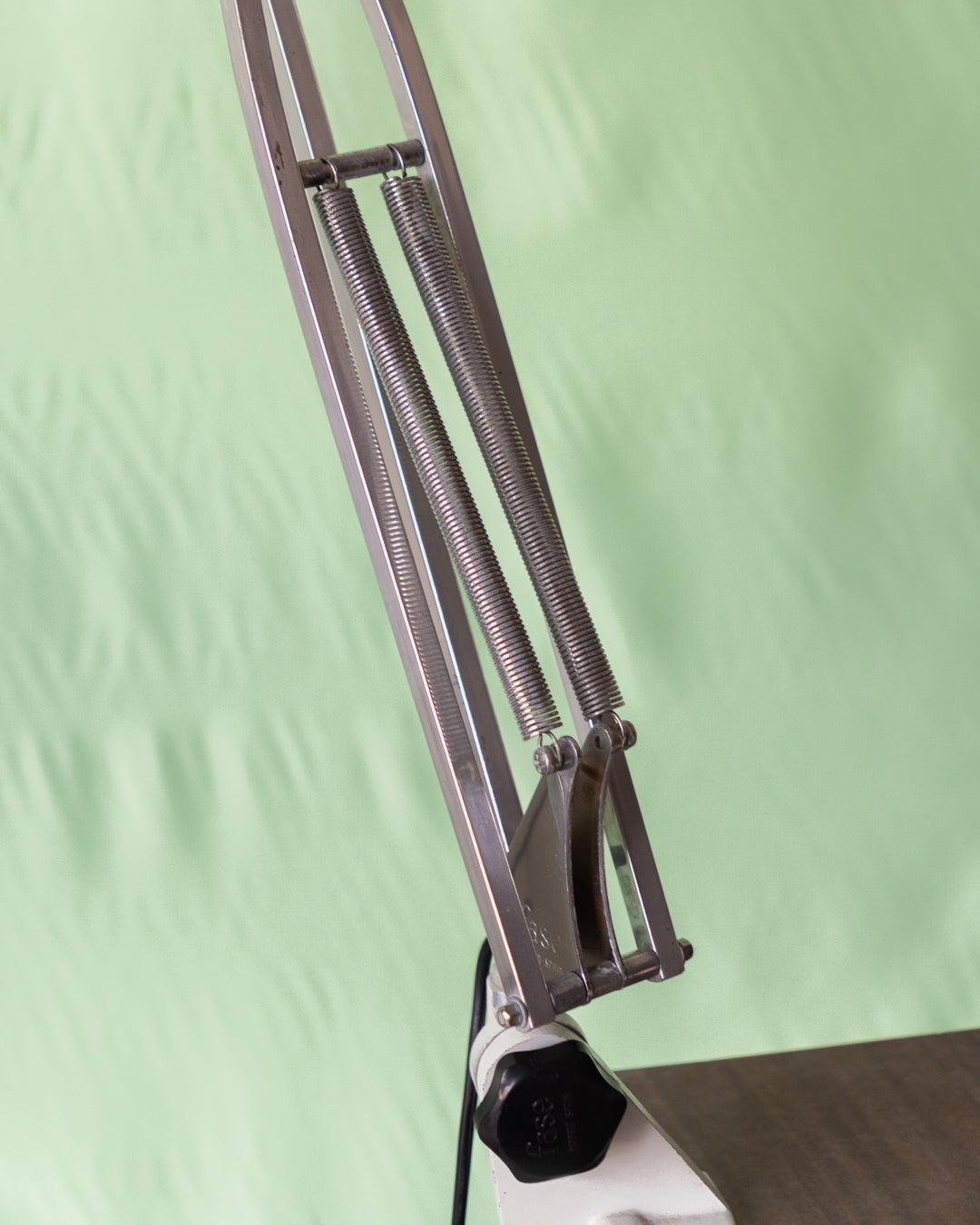 FASE chrome architect desk lamp from the 1960s clamped to a desk – Vecino Shop