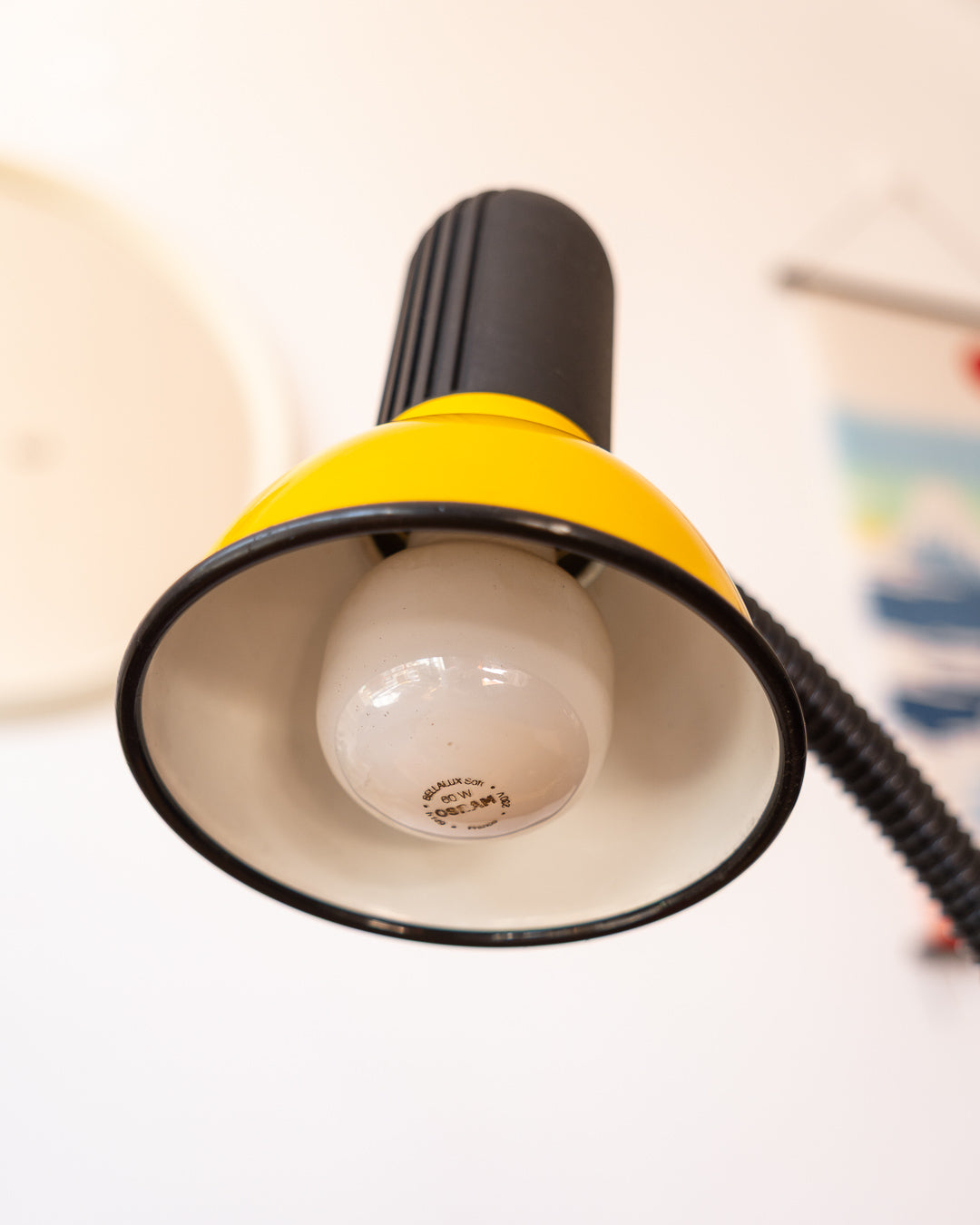 Vintage Fase yellow desk lamp from the 1970s, very good condition, small imperfection, one-of-a-kind. Vecino Shop