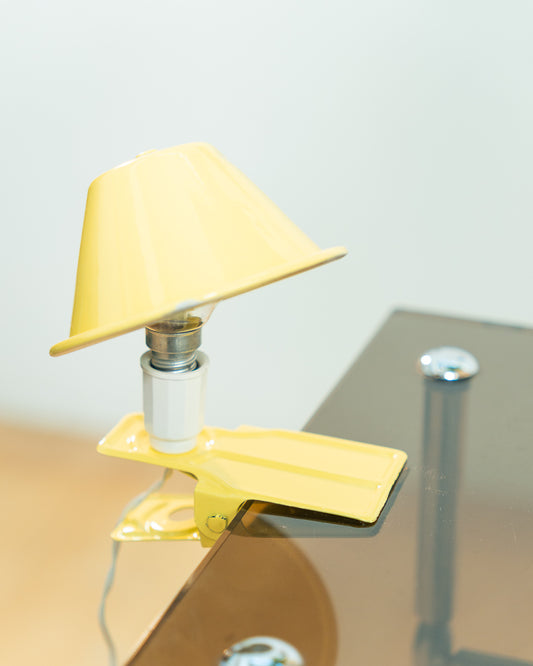 Vintage Luxus mushroom clip lamp in butter yellow, 1960s Spanish Space Age design. Vecino Shop