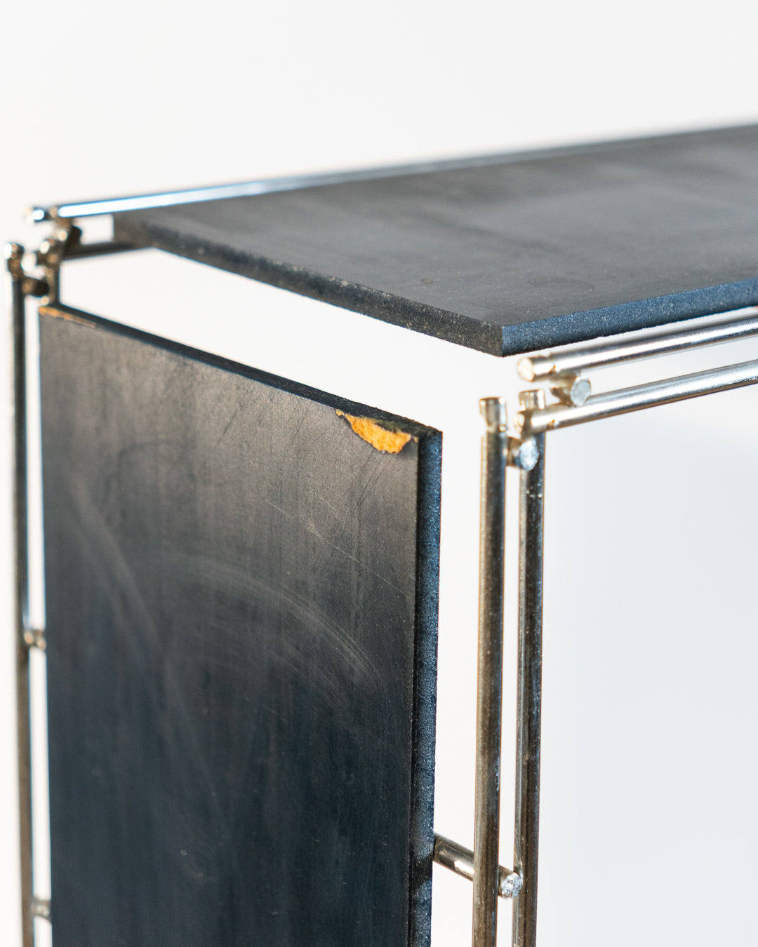 Rare 1960s Multistrux blue chrome modular shelving system with thirteen shelves, restored vintage design piece. Vecino Shop