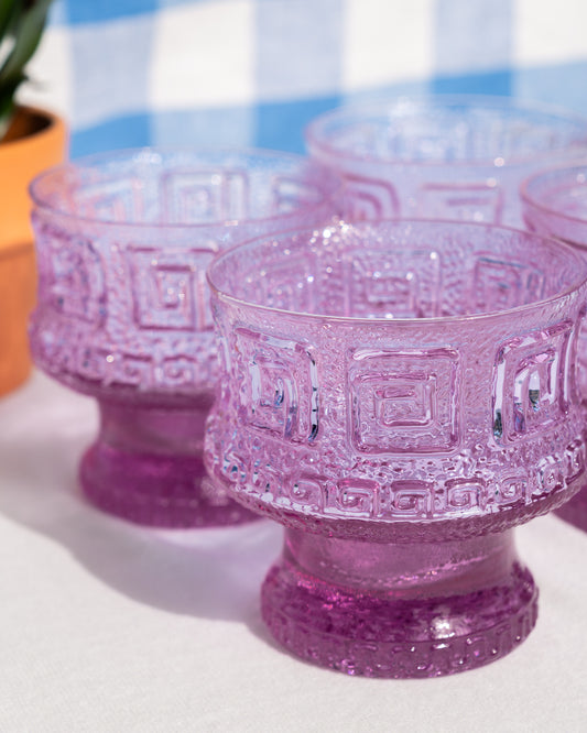 Set of 4 vintage Taalari style purple glasses - tiki - MCM - Vecino Shop
