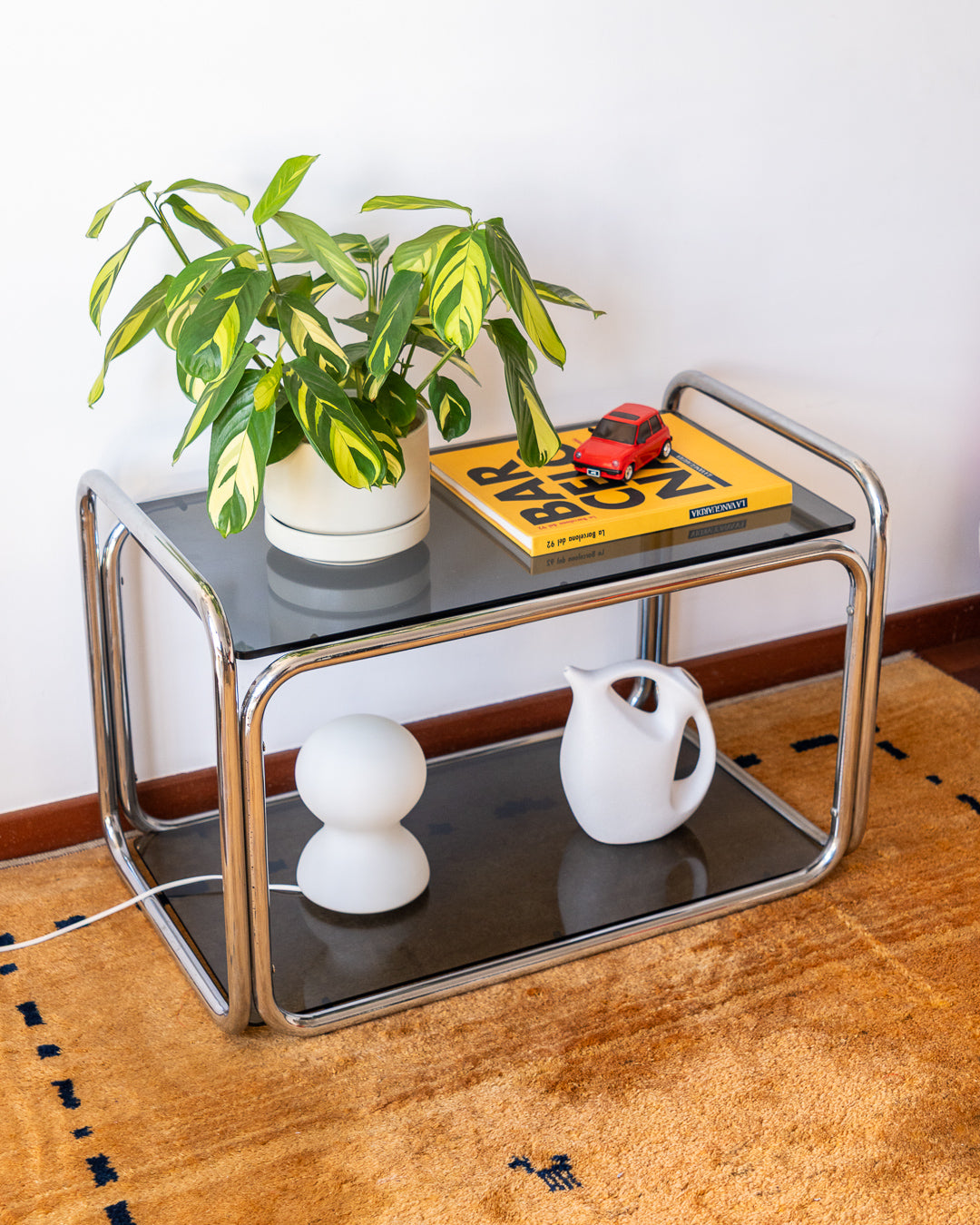 Vintage 1970s chrome and smoked glass two-tier side table – Vecino Shop