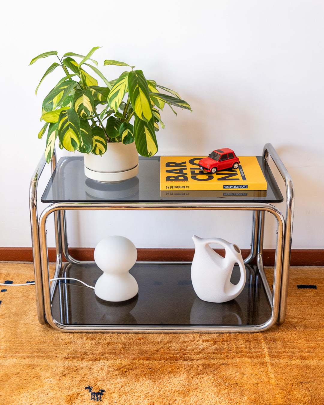 Vintage 1970s chrome and smoked glass two-tier side table – Vecino Shop