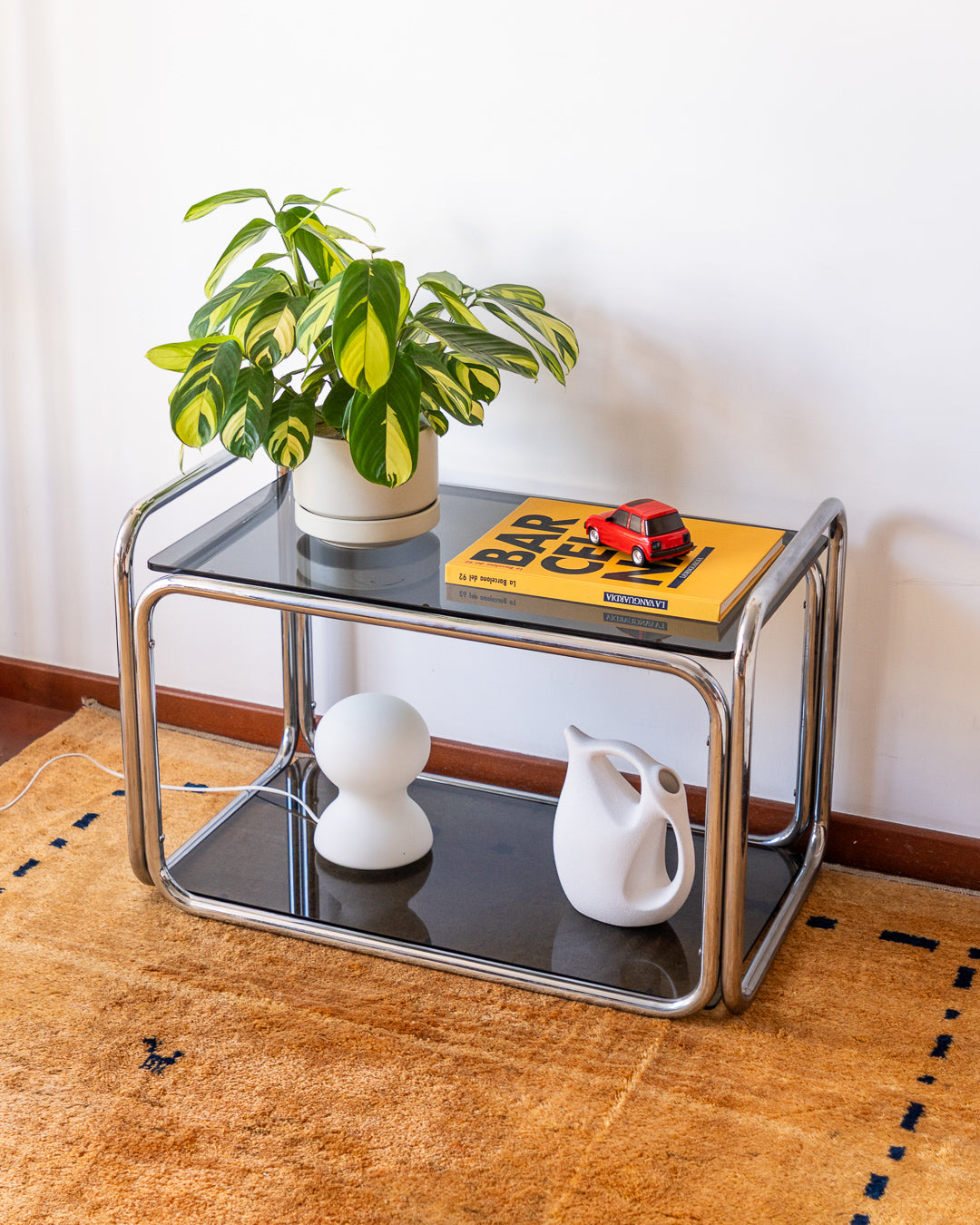Vintage 1970s chrome and smoked glass two-tier side table – Vecino Shop