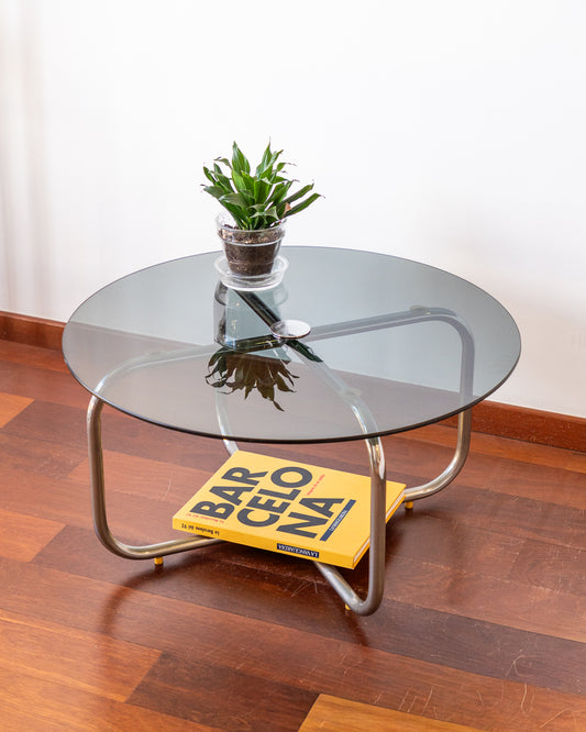 1970s chrome and smoked glass vintage coffee table – Vecino Shop