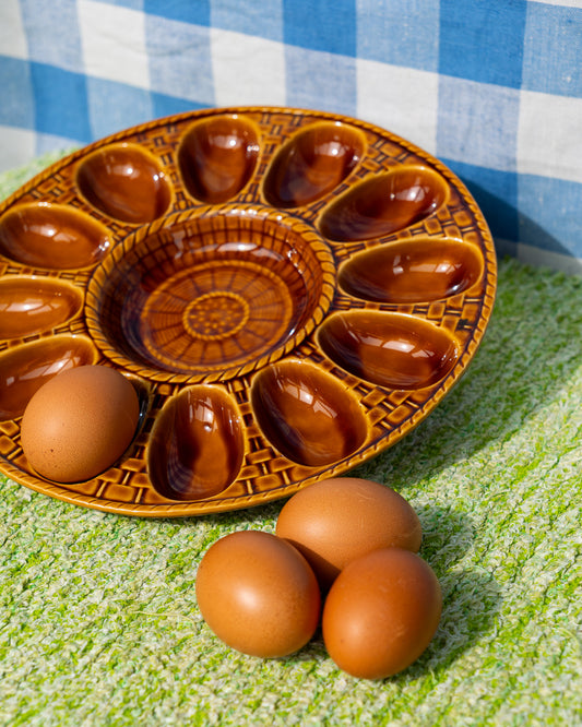 Vintage Gil Vargas Deviled Egg Ceramic Serving Dish - MCM - Vecino Shop