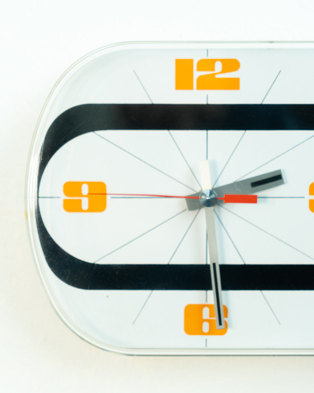 Vintage Jaz Electronic Thermic wall clock in white and orange with thermometer, 1975 French Space Age design. Vecino Shop