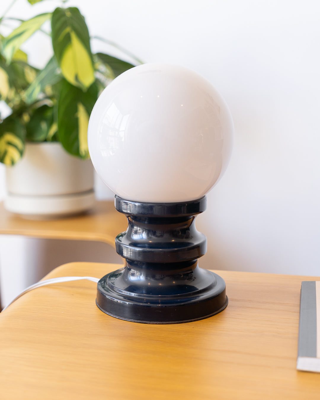 Vintage Space Age Opalina deep blue table lamp, 1970s, very good condition. Vecino Shop