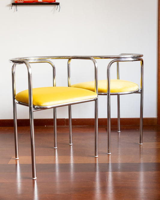 Pair of 1970s Chrome Armchairs