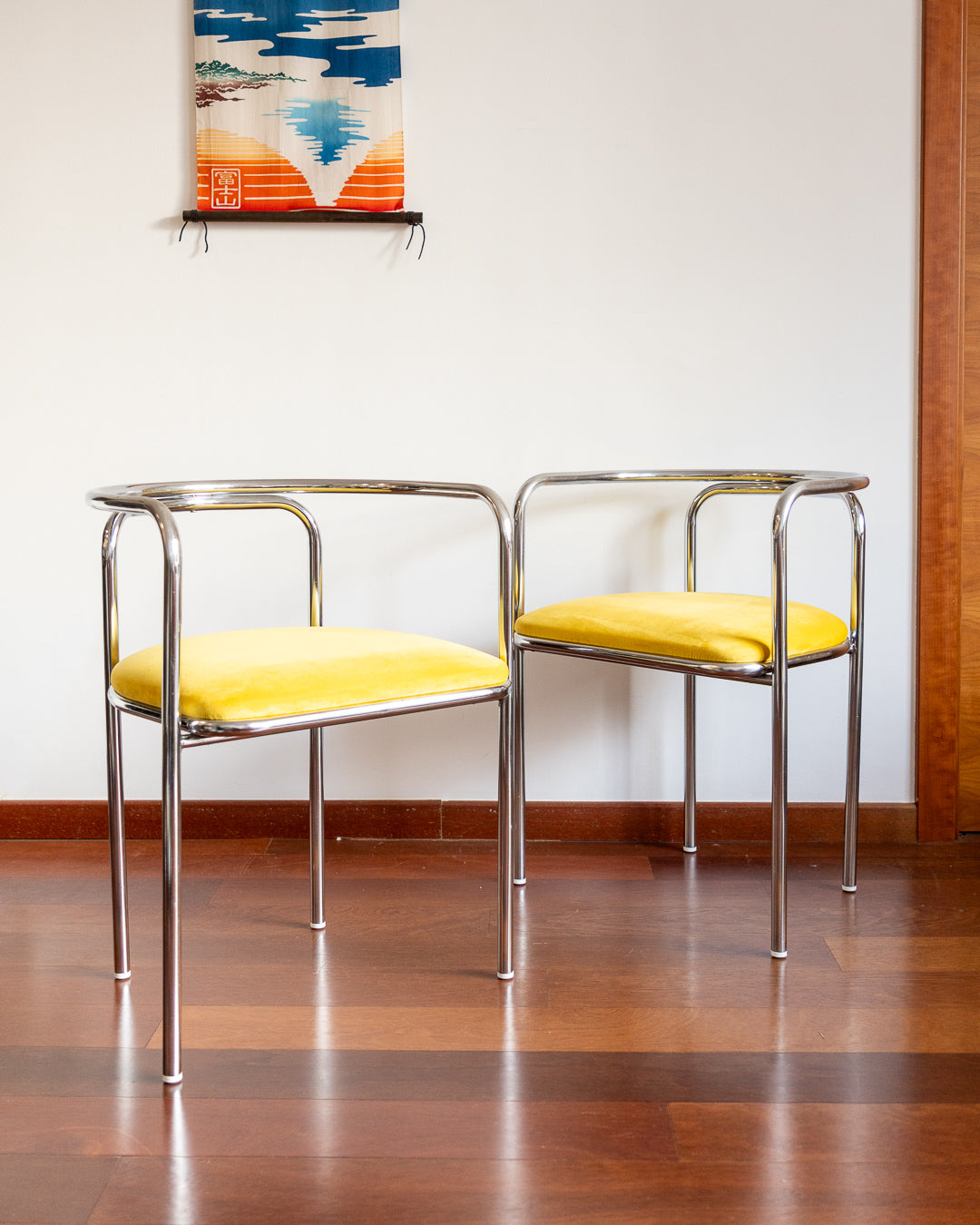 Pair of 1970s Chrome Armchairs