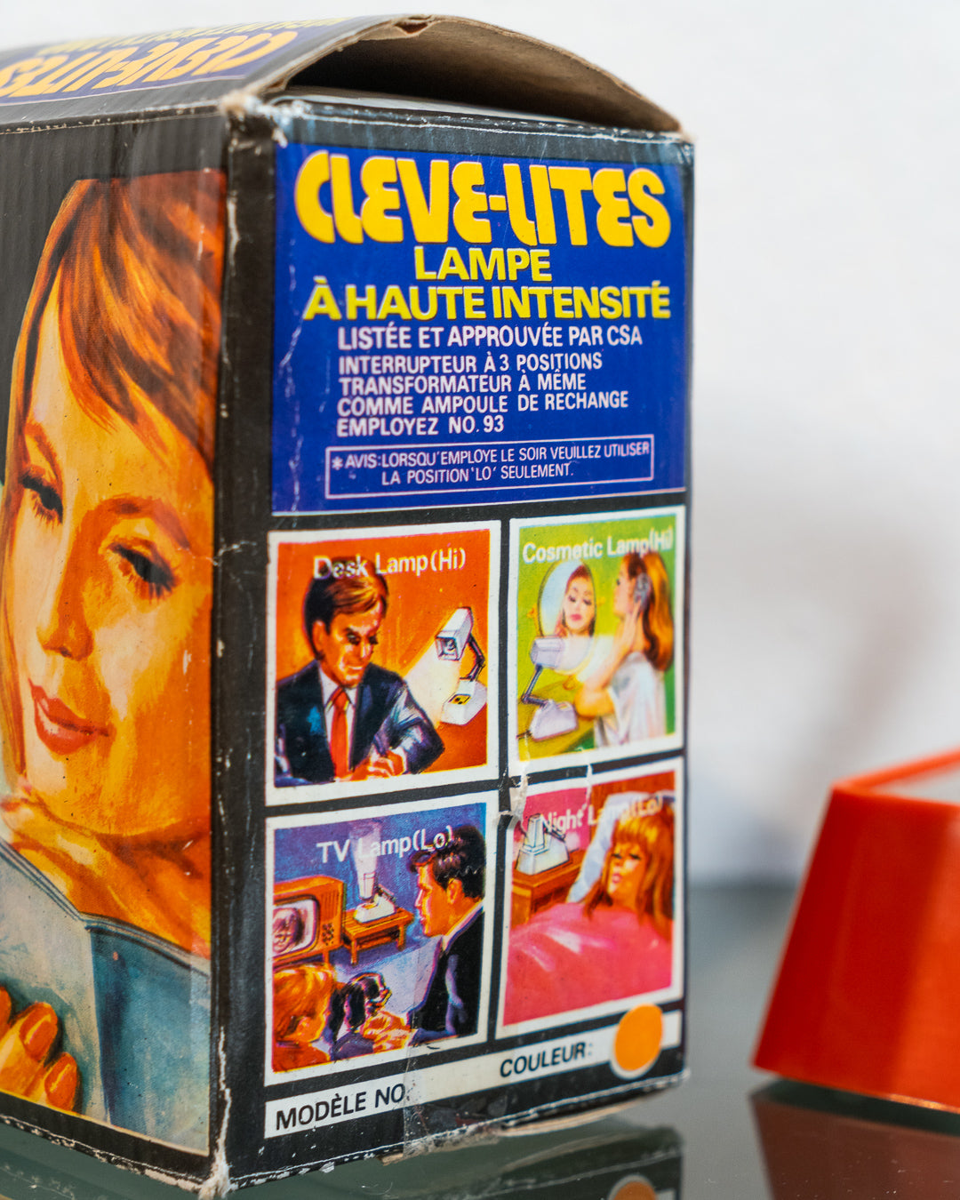 Rare vintage Cleve-Lite JetSet folding lamp in orange plastic. 1970s space age design with night light function. Includes original box– Vecino Shop