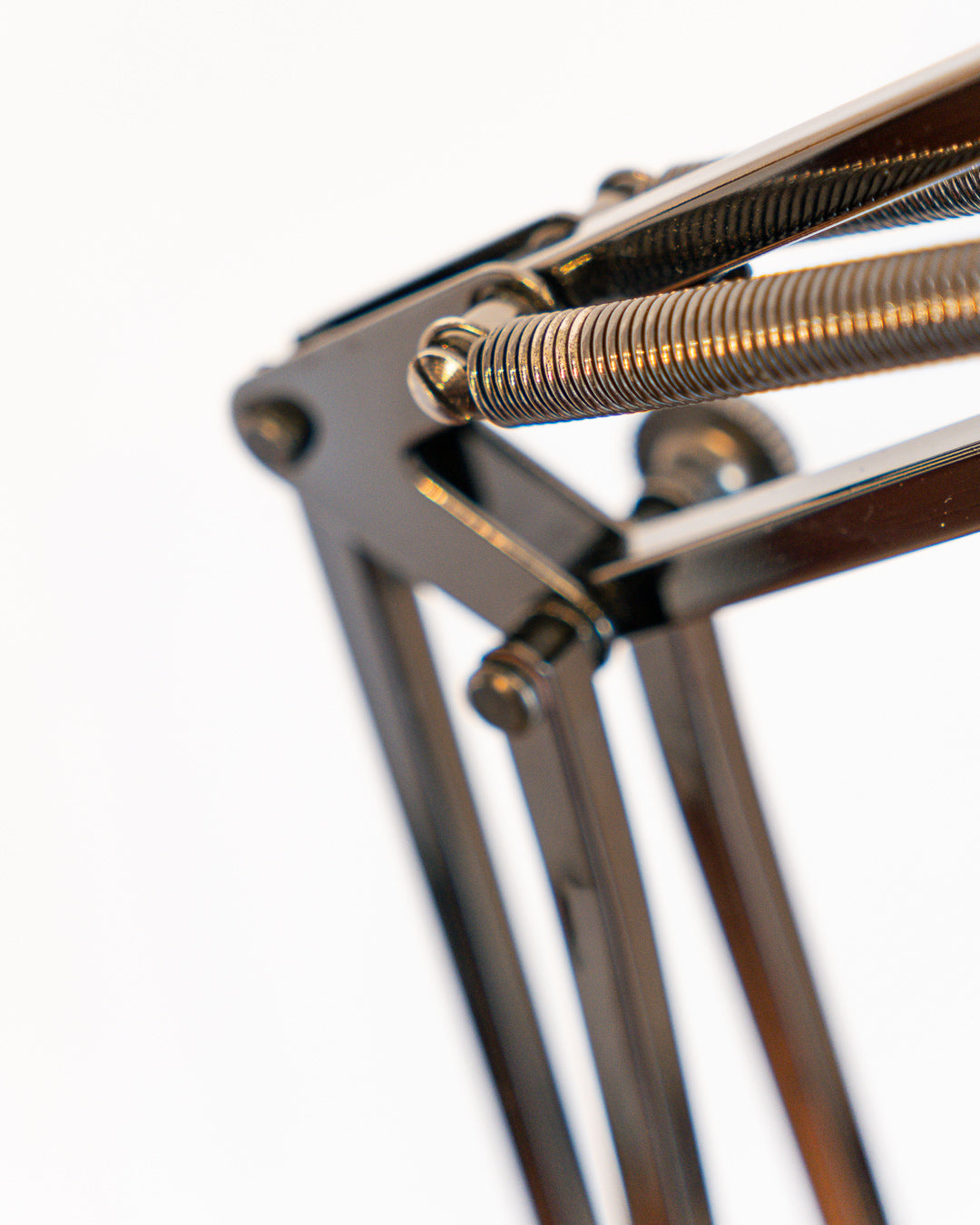 Vintage Metalúrgica architect desk lamp in dark chrome metal with articulated flexo arms, 1970s design