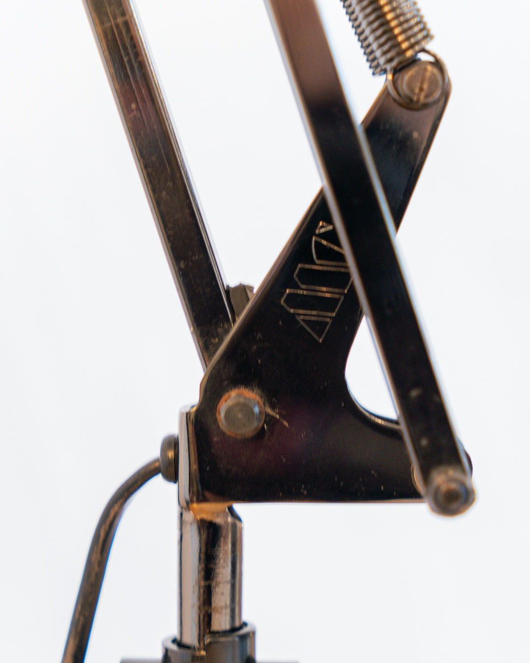 Vintage Metalúrgica architect desk lamp in dark chrome metal with articulated flexo arms, 1970s design