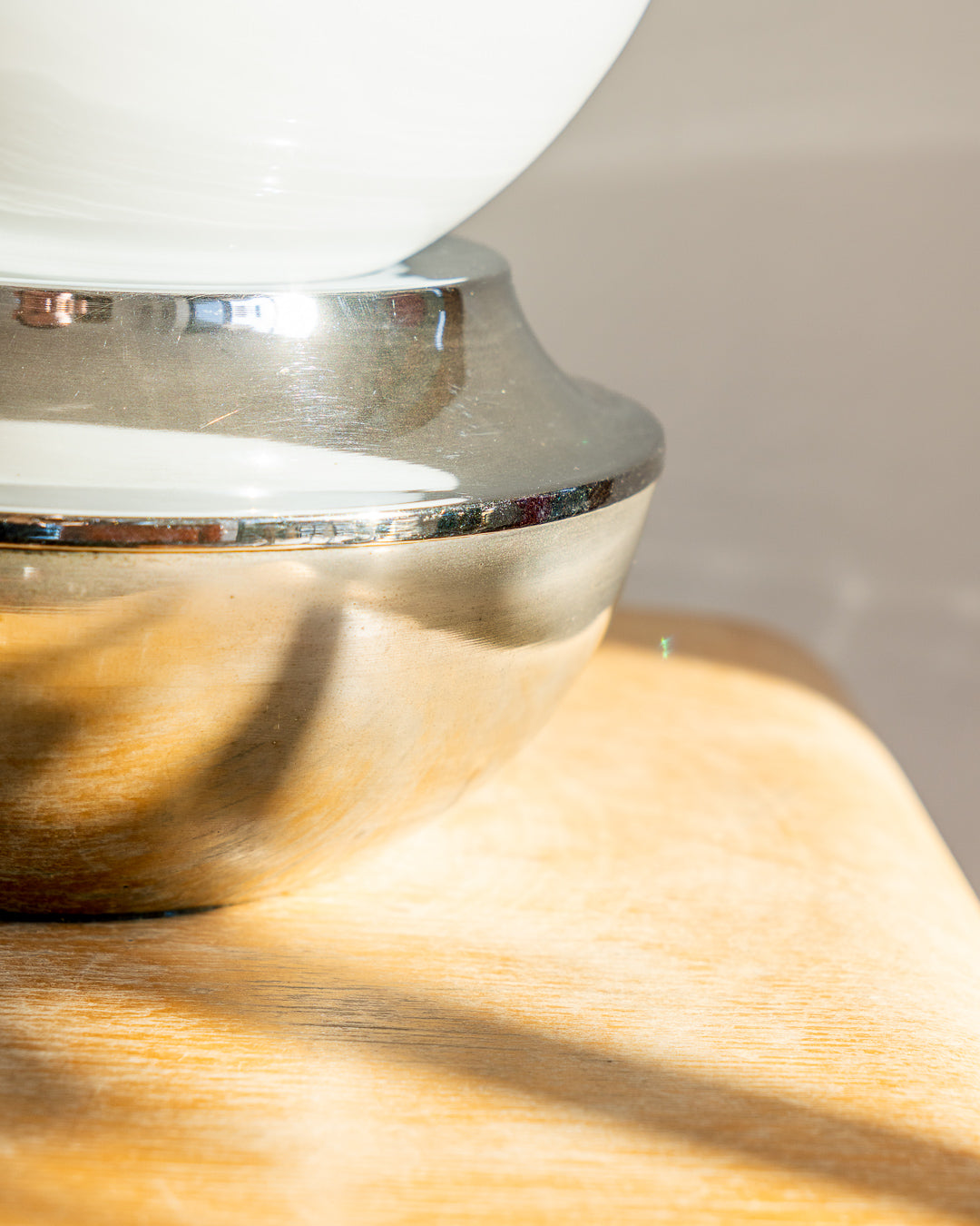 Vintage Space Age XL Chrome & Opaline Orb Table Lamp – 1970s