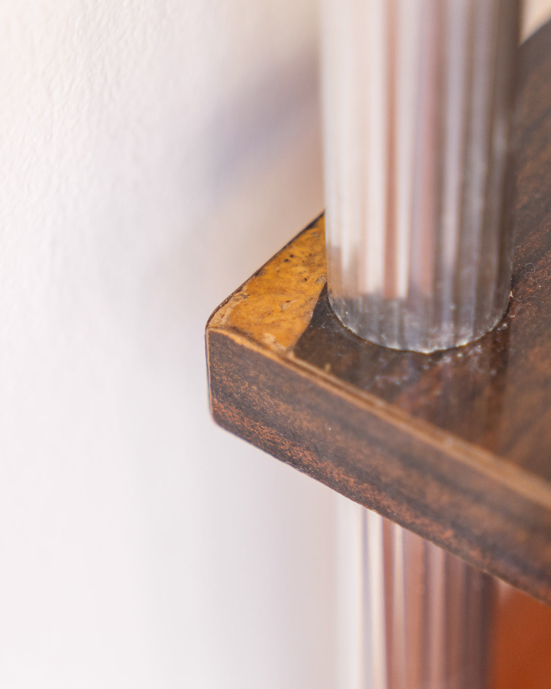 Vintage MCM 1960s chrome and wood veneer rolling table with drawer and caster wheels