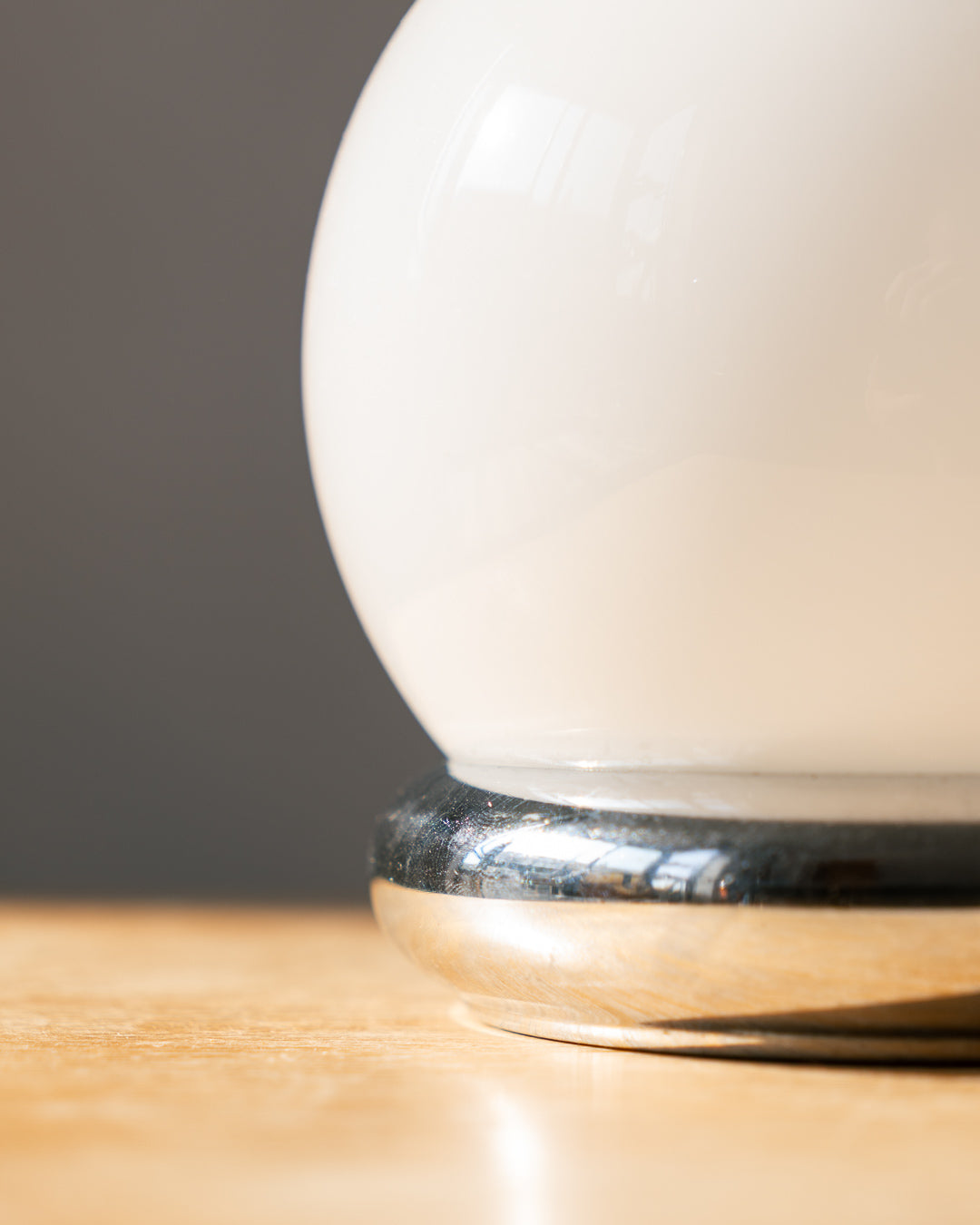 Vintage 1970s Space Age chrome and opaline glass table lamp with original-era switch – Vecino Shop