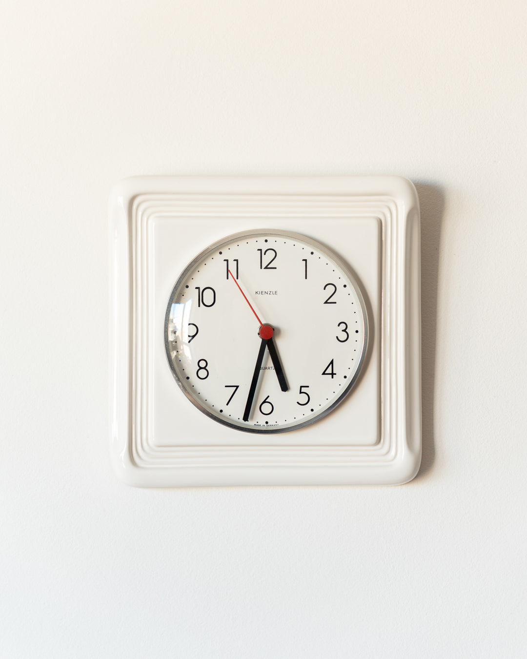 Vintage 1970s Kienzle ceramic wall clock, Mid-Century design, rare and unique, made in Germany.