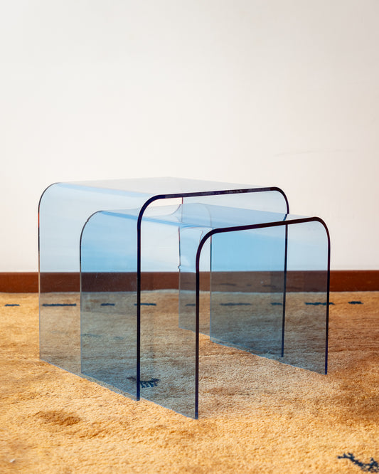 Vintage Blue Acrylic Nesting Tables – 1970s