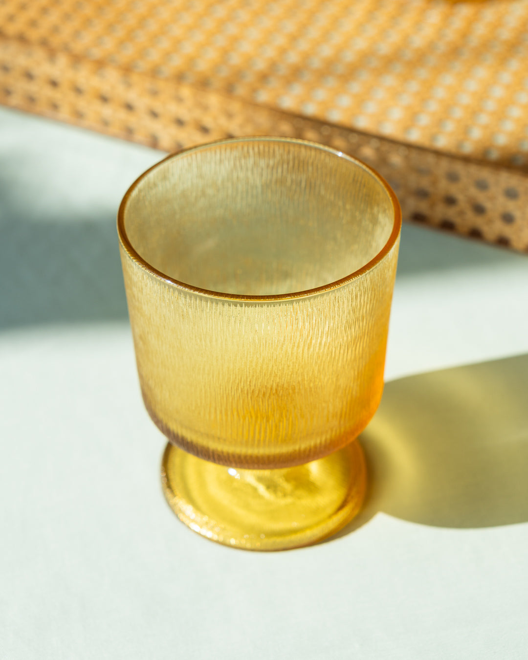 Vintage amber glass footed tumblers set of 4 – MCM – Vecino Shop
