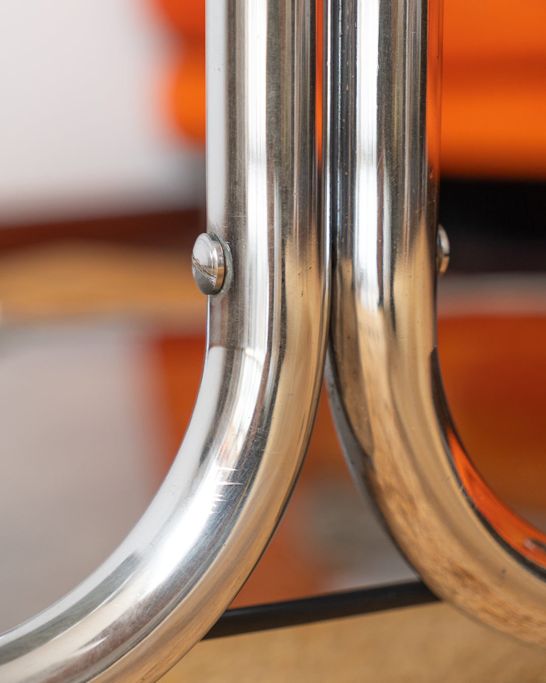 Vintage 1970s chrome side table with two smoked glass shelves – Vecino Shop