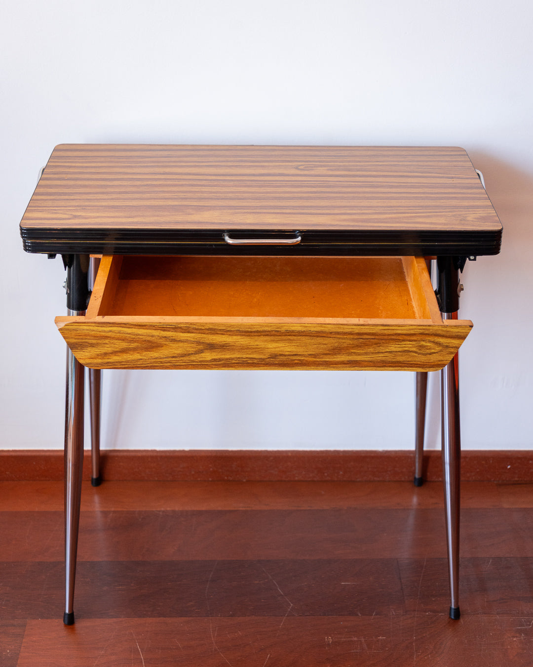 Vintage 1960s folding formica table with chrome legs and matching chair – Vecino Shop