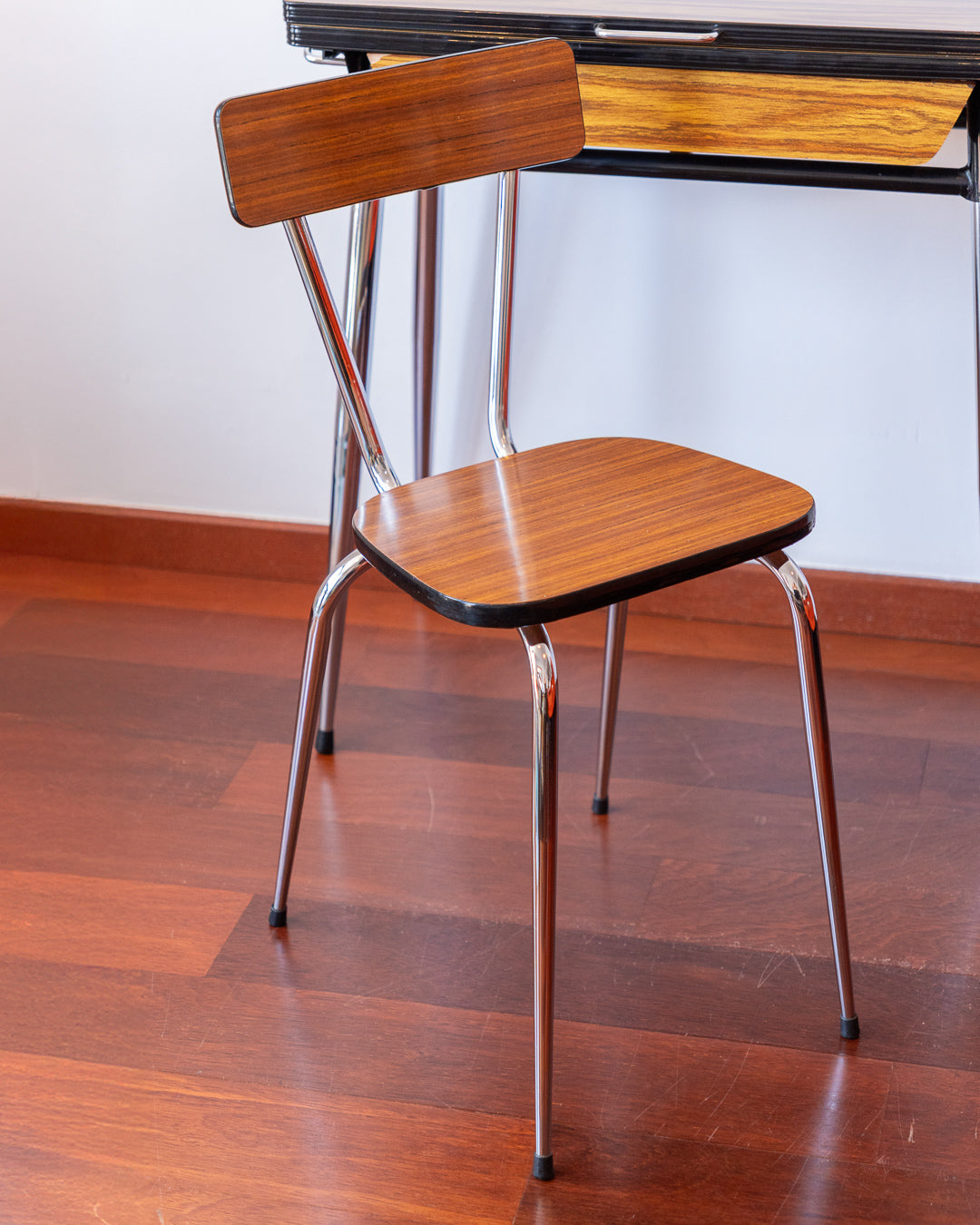 Vintage 1960s folding formica table with chrome legs and matching chair – Vecino Shop