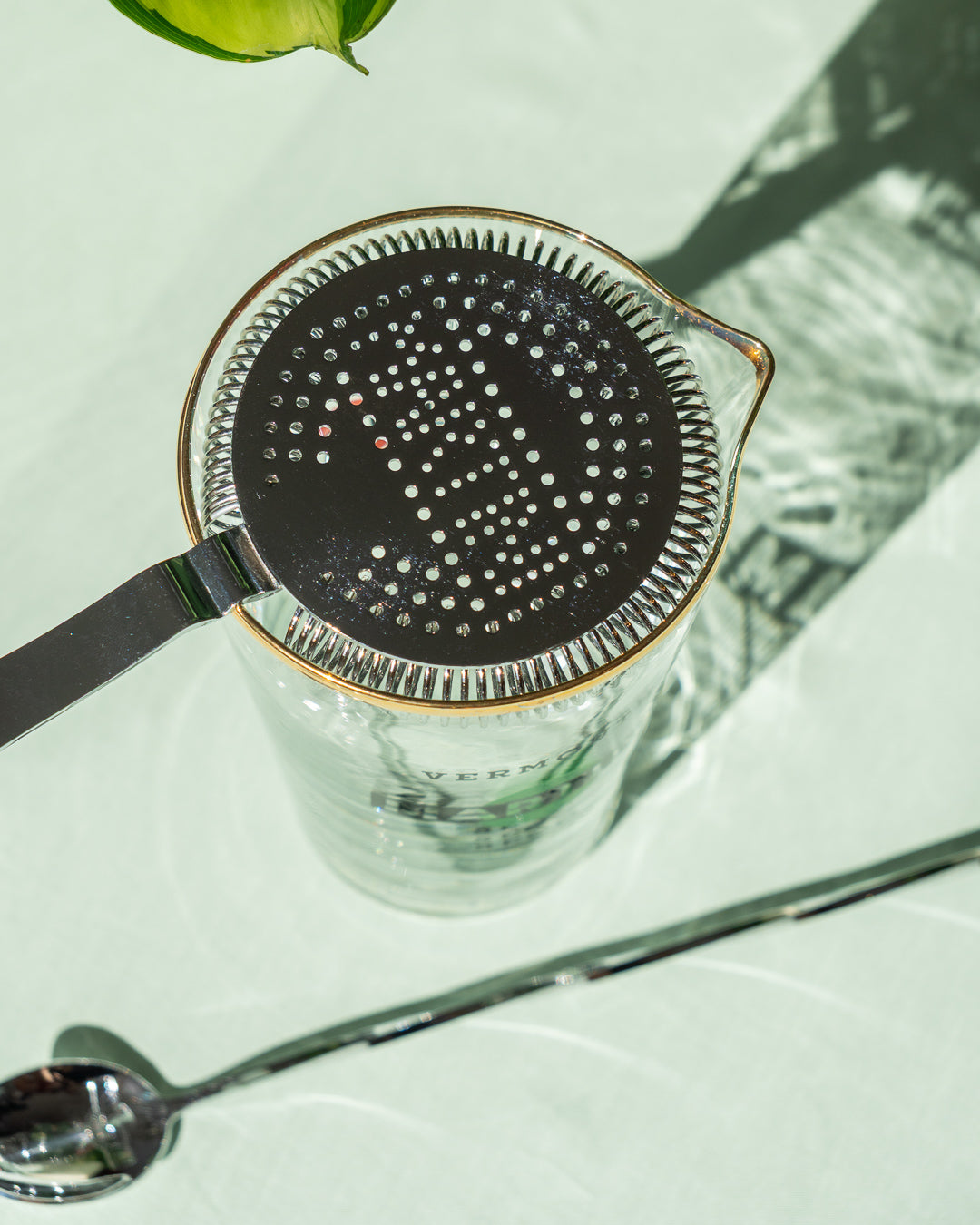 Vintage Martini cocktail shaker with glass spoon and strainer – Vecino Shop