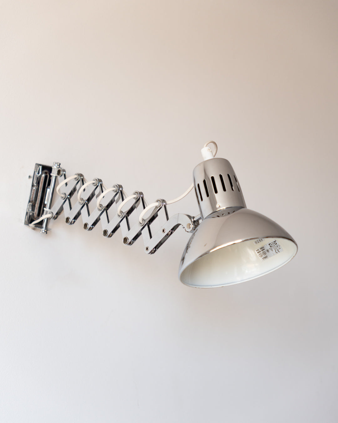 Vintage 1980s IKEA chrome scissor wall lamp – adjustable arm and chrome shade | Vecino Shop