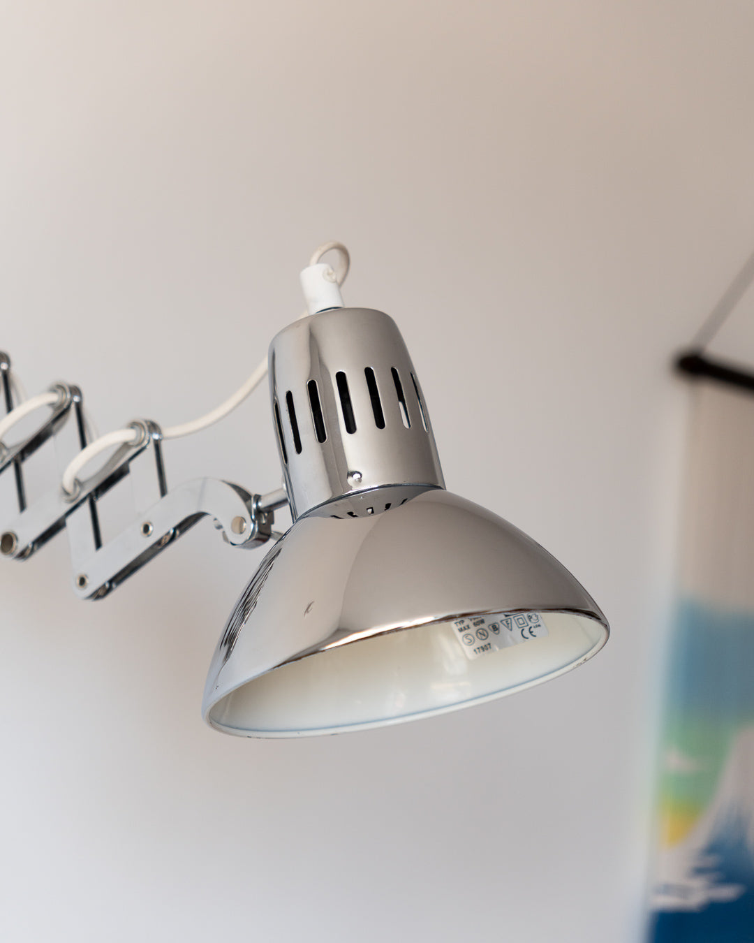 Vintage 1980s IKEA chrome scissor wall lamp – adjustable arm and chrome shade | Vecino Shop